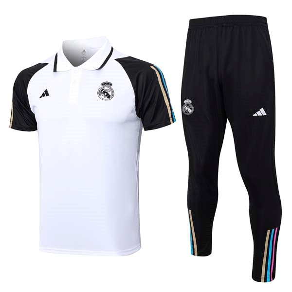 Polo Real Madrid Conjunto Completo 2023/24 Blanco Negro